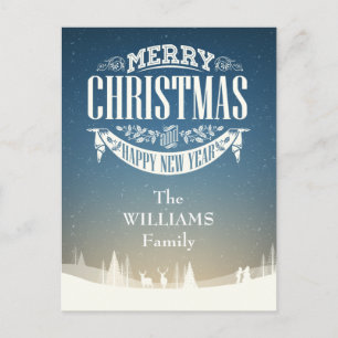 Cartão Postal Seu nome familiar Feliz Natal Cena de Neve de inve