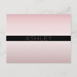 Cartão Postal Seu nome Rosa de fina e tiras brancas