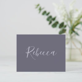 Cartão Postal Seu nome | Script de Lavanda Elegante em Roxo Preg