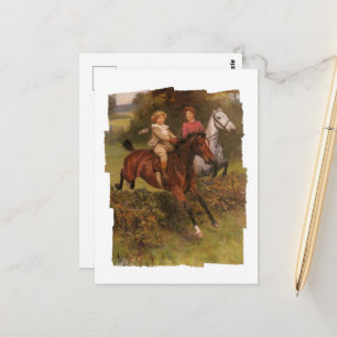 Cartão Postal Seu Primeiro Menino de Cerca e Cavalo Pulando Cerc