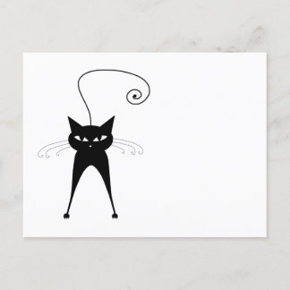 Cartão Postal Seu Texto - Caractere de Gato Preto - Pose 5