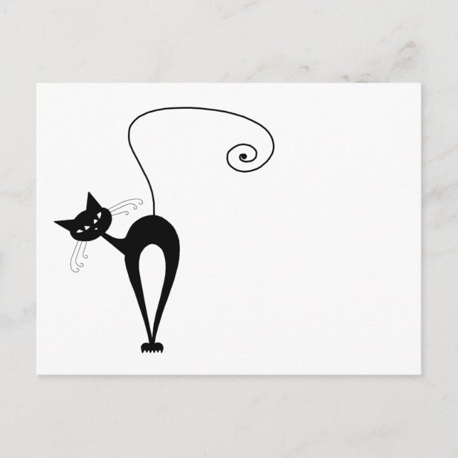 Cartão Postal Seu Texto - Caractere de Gato Preto Pose 8 Poster (Frente)