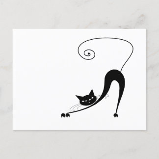 Cartão Postal Seu Texto - Caractere de Gato Preto - Pose 9