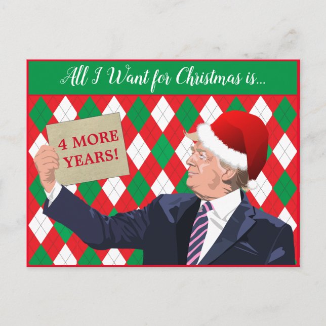 Cartão Postal Seu texto de Natal Trump 2024 Santa Hat Vermelho/V (Frente)