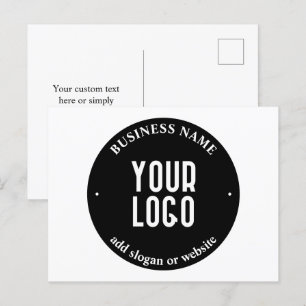 Cartão Postal Seu Texto & Logotipo Carregado Preto e Branco Ed