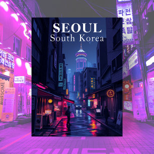Cartão Postal Seul Coreia do Sul Noir Noite Cidade