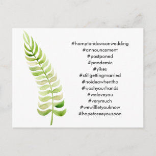 Cartão Postal Seus 12 Hashtags Green Fern Adiaram o Casamento