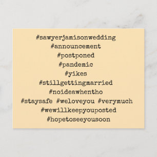 Cartão Postal Seus 12 Principais Hashtags Pêssego Adia Casamento