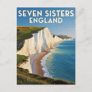 Cartão Postal Seven Sisters Inglaterra Penhascos de Giz
