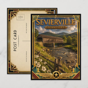 Cartão Postal Sevierville Tennessee Arte Deco Vintage Idade Dour
