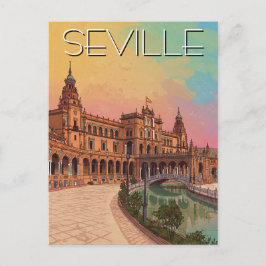 Cartão Postal Seville Espanha Plaza de Espana