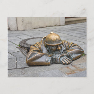 Cartão Postal Sewer Worker Bronze Estátua, Bratislava, Eslováqui