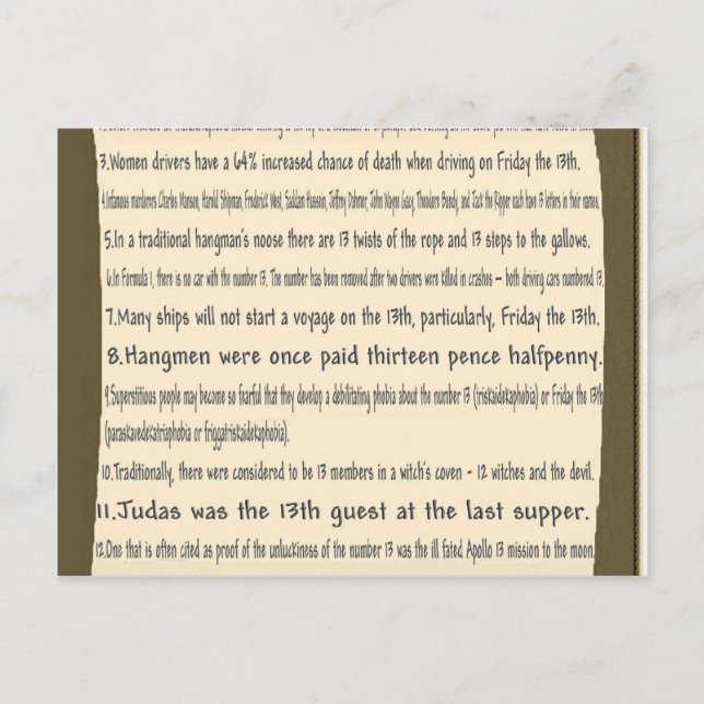 Cartão Postal Sexta-feira o 13o (Frente)