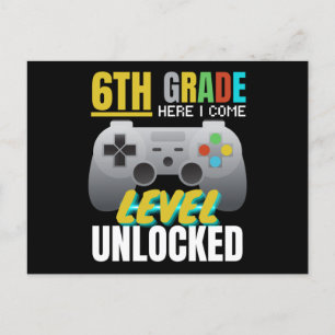 Cartão Postal Sexto Grau Aqui Eu Vim Nível Desbloqueado