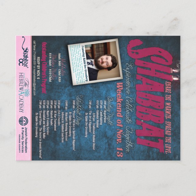 Cartão postal Shabbaton (Frente)