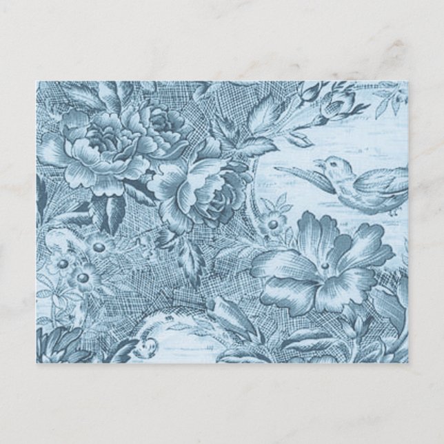 Cartão Postal Shabby Blue French Toile (Frente)