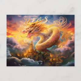 Cartão Postal Shadow & Shine – Chinese Airbrush Dragon in Gold o