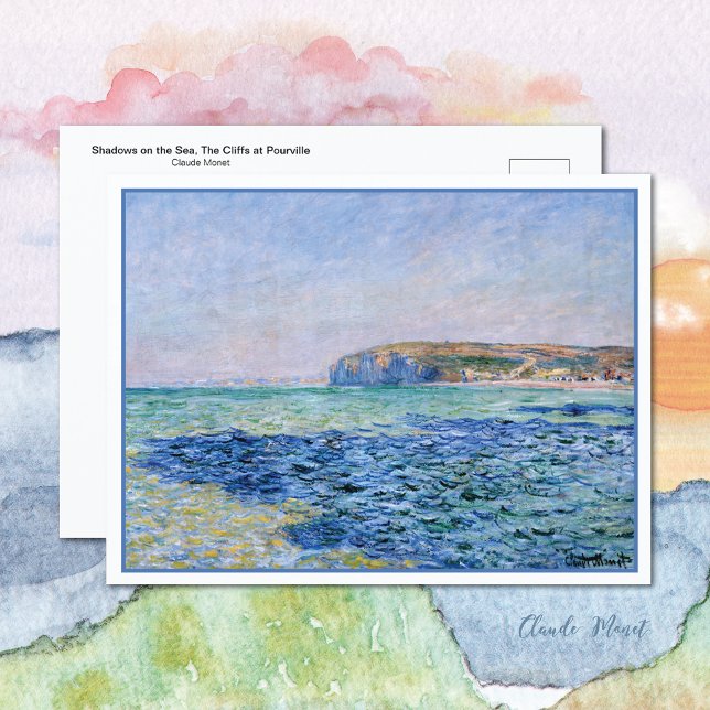 Cartão Postal Shadows Sea Cliff Pourville Claude Monet Cartão-po (Criador carregado)