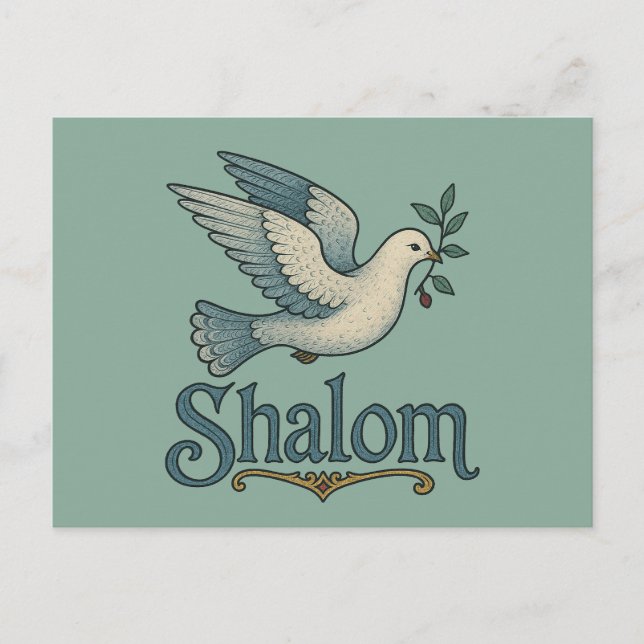 Cartão Postal Shalom Dove Peace Earth (Frente)