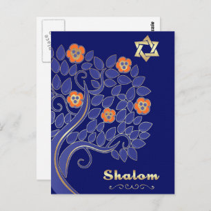 Cartão Postal Shalom na Passover. Árvore de Flor primavera