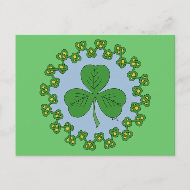 Cartão Postal Shamrock and Knotwork (Frente)