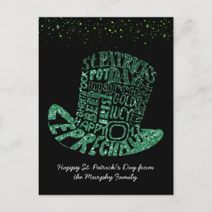 Cartão Postal Shamrock Glitter Leprechaun   Rua, Dia de Patrick