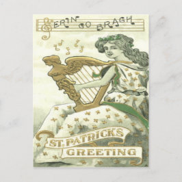 Cartão Postal Shamrock Harp de Erin Music Notes