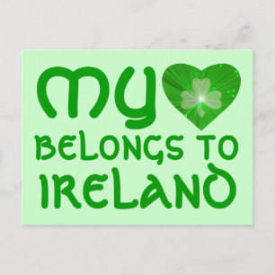 Cartão Postal Shamrock 'Meu Coração pertence a... ' branco posta