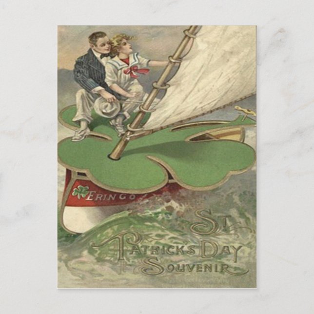 Cartão Postal Shamrock Sailboat Couple Sailing (Frente)