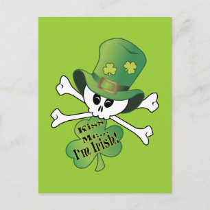 Cartão Postal Shamrock Skull
