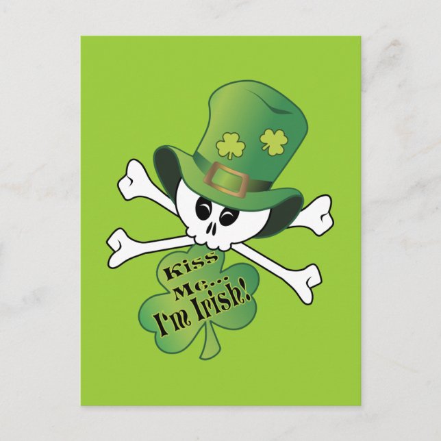 Cartão Postal Shamrock Skull (Frente)