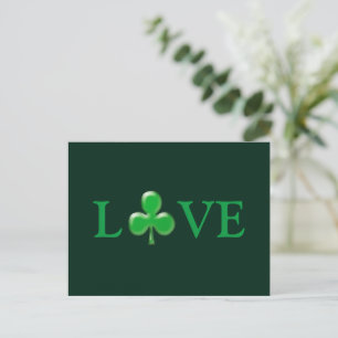 Cartão Postal Shamrock Verde do Amor do Dia de São Patrício