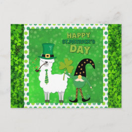 Cartão Postal Shamrock Verde Gnomo do Dia de São Patrício irland