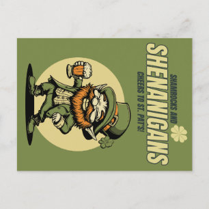 Cartão Postal Shamrocks e Ruas Shenanigans. Dia de Patrick