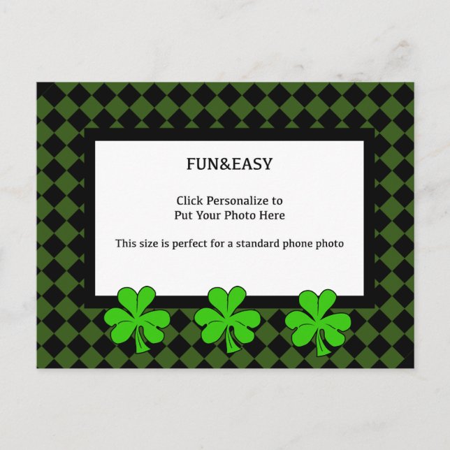 Cartão Postal Shamrocks e sua foto em um verde e preto (Frente)