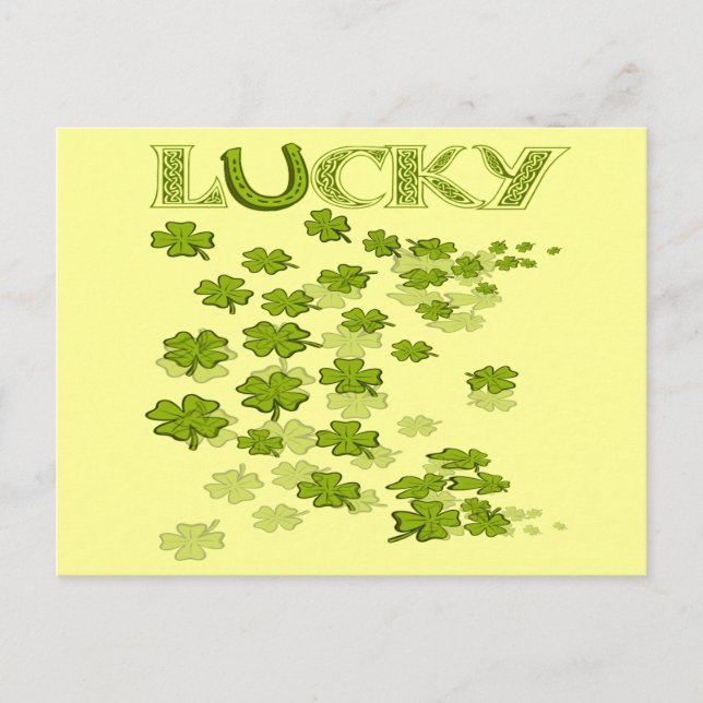 Cartão Postal Shamrocks Lucky HorseShoe (Frente)