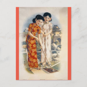 Cartão Postal Shanghai Beauties Vintage China Women Golf