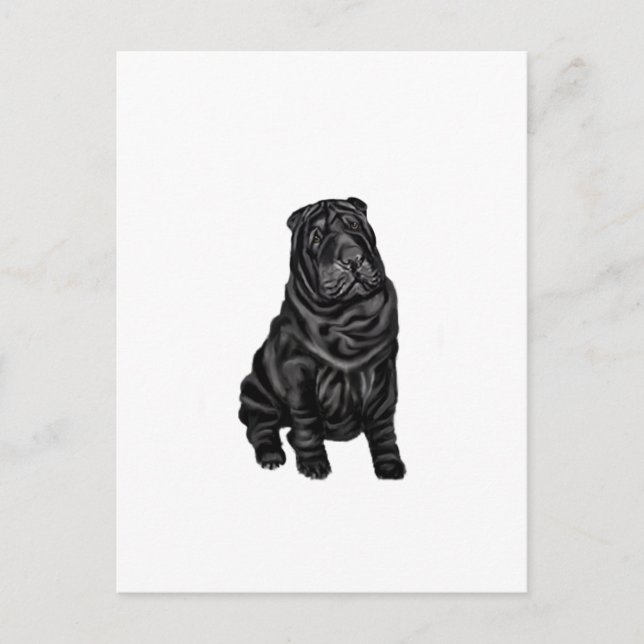 Cartão Postal Shar Pei chinês - preto (Frente)