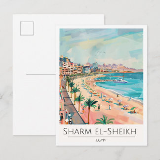 Cartão Postal Sharm El-Sheikh Egito Ilustração de Viagem Vintage