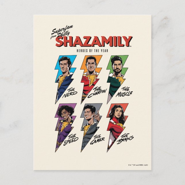 Cartão Postal SHAZAM! Fury of the Gods | SHAZAMily Comic Bolts (Frente)