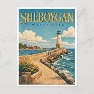 Cartão Postal Sheboygan Wisconsin North Pier GeoSaga