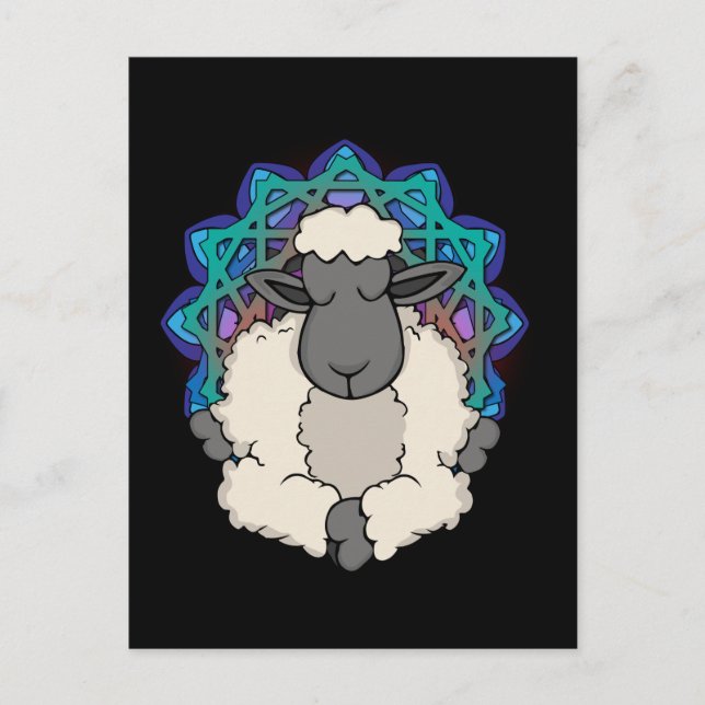 Cartão Postal Sheep Lover Meditating Gift Women Yoga Meditation (Frente)