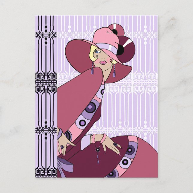 Cartão Postal Shelby, 1930 Lady in Lavanda and Wine (Frente)