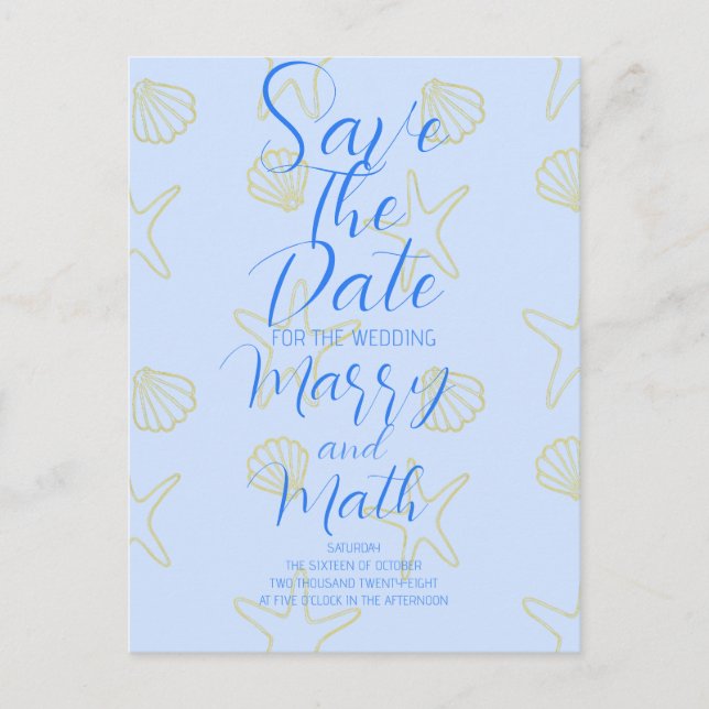 Cartão Postal Shell do Mar Simples Blue Summer e Desenho em Estr (Frente)