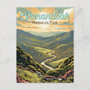 Cartão Postal Shenandoah National Park Illustration Viagem Retro