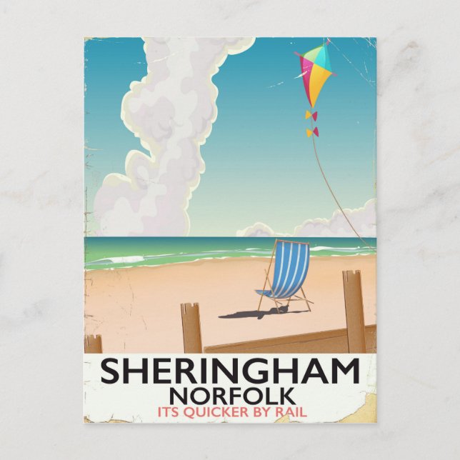 Cartão Postal Sheringham Norfolk Beach poster de viagens (Frente)