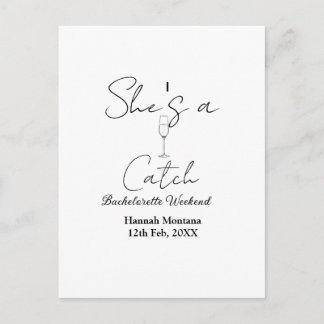 Cartão Postal She's a catch champagne bottle bachelorette weeken