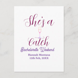 Cartão Postal She's a catch champagne bottle bachelorette weeken