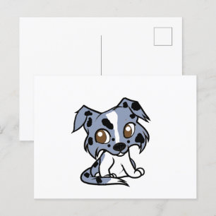 Cartão Postal Shetland Sheepdog Blue Merle e White Cartoon