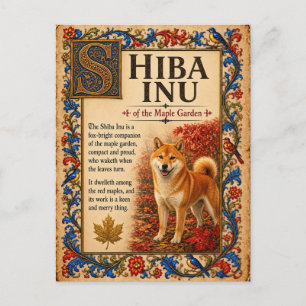 Cartão Postal Shiba Inu, Arte do Bestiário Medieval